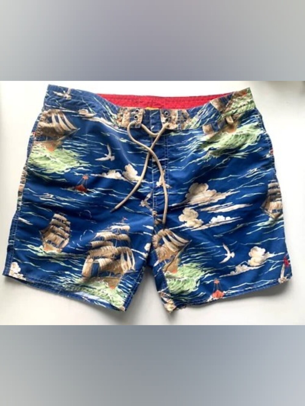 Polo by Ralph Lauren Blue Nautical Ship Print Swim Trunks